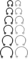 💍 orazio 12pcs nose rings set: stainless steel for septum, cartilage, and horseshoe piercings - 6mm-16mm sizes logo