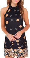 👗 fantaist women's patchwork lace sleeveless halter neck mini shift dress: effortlessly stylish & casual logo
