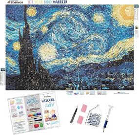 img 4 attached to Premium Diamond Painting Kits for Adults - 'Starry Night' Full Canvas 💎 Square Diamonds XL 60x40cm - Includes Free Diamond Pen from Paint With Diamonds