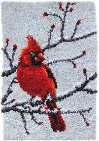 img 4 attached to 🔴 UR MAX BEAUTY Latch Hook Rug Red Cardinal Crocheting Carpet Rug Yarn Sofa Cushion Mat Crochet Tapestry DIY Carpet Arts - Crafts, 20.5X15 Inch - Enhance Home Décor with Cardinal Crochet Rug