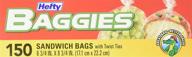 🥪 hefty baggies food storage bags, sandwich, twist tie, bulk pack of 150 logo