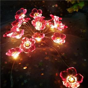 img 2 attached to 🌸 Cherry Blossom Flower String Lights Décor for Girls Room, 10ft 30 LED Waterproof String Lights - Indoor/Outdoor Starry Fairy Lights for Women's Bedroom, Spring Wedding Party - Battery Powered