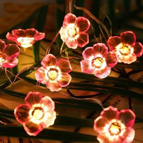 img 4 attached to 🌸 Cherry Blossom Flower String Lights Décor for Girls Room, 10ft 30 LED Waterproof String Lights - Indoor/Outdoor Starry Fairy Lights for Women's Bedroom, Spring Wedding Party - Battery Powered