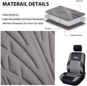 img 1 attached to 🚗 Stylish and Durable AUTOYOUTH Gray Car Seat Covers - Full Set, 9pcs for Women - Protect Your Seats with Front Bucket and Split Bench Back Seat Covers