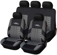 🚗 stylish and durable autoyouth gray car seat covers - full set, 9pcs for women - protect your seats with front bucket and split bench back seat covers logo