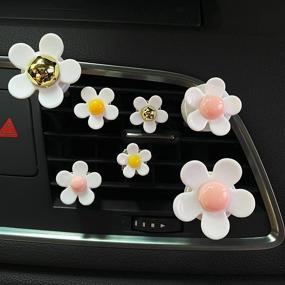 img 3 attached to 🌼 Whimsical 7-Piece Daisy Flowers Air Vent Clips: Cute Car Freshener & Decorative Accessory Set (White)