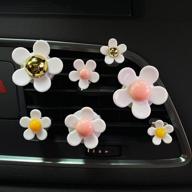 🌼 whimsical 7-piece daisy flowers air vent clips: cute car freshener & decorative accessory set (white) logo