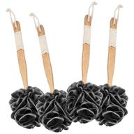 trillnaber 4 pack premium shower sponge loofah with handle 15.5'', loofah back scrubber charcoal 🚿 with extended reach handle, large black shower loofah for men & women - enhance your bathing experience logo