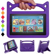 📱 new 7 tablet case for kids - shreborn lightweight shockproof kids friendly case with stand handle for all-new 7 tablet (2019, 2017, 2015 release) - purple logo