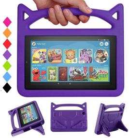 img 4 attached to 📱 New 7 Tablet Case for Kids - SHREBORN Lightweight Shockproof Kids Friendly Case with Stand Handle for All-New 7 Tablet (2019, 2017, 2015 Release) - Purple