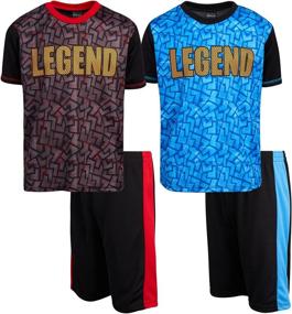 img 4 attached to Mad Game 4 Piece Performance T Shirt Boys' Clothing ~ Clothing Sets