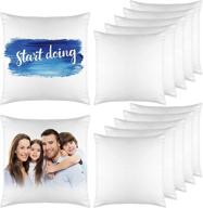 🌟 sublimation pillow cases: 12 white blank covers for diy printing & sofa decor (15.7 x 15.7 inches) logo