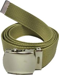 img 1 attached to 👦 Boys' Belts with Black Chrome Buckle - Cotton Military Accessories