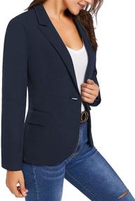 img 1 attached to Womens Notched Sleeves Button Pocket Women's Clothing and Suiting & Blazers