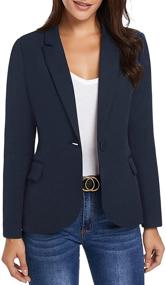 img 2 attached to Womens Notched Sleeves Button Pocket Women's Clothing and Suiting & Blazers