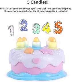 img 2 attached to 🎂 OKREVIEW Первый игрушечный торт на день рождения - Музыкальный песенный торт с функцией задувания свечей для детей от 1 до 4 лет - Идеальные подарки на день рождения для мальчиков и девочек (розовый)