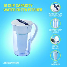 img 1 attached to 🚰 ZeroWater 10 Cup NSF Certified Water Filter Pitcher - Reduces Lead, Heavy Metals, PFOA/PFOS - Ready-Pour Round Design in White and Blue