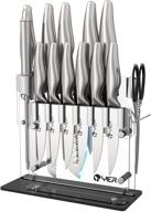 🔪 yier knife sets: 15-piece german high carbon stainless steel hollow handle self sharpening kitchen knife set with finger protection & acrylic stand - best value for the pro chef logo