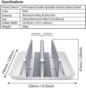 img 4 attached to 🖥️ Универсальная вертикальная подставка для ноутбука: регулируемый двойной слот из алюминия для устройств до 17,5 дюймов - серебристый [версия для док-станции]