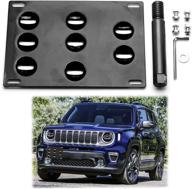 🚙 xotic tech for jeep renegade 2015+: black front bumper tow hook license plate - no drill mounting bracket adapter kit - enhance your jeep's style & functionality! logo