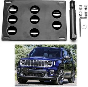 img 4 attached to 🚙 Xotic Tech for Jeep Renegade 2015+: Black Front Bumper Tow Hook License Plate - No Drill Mounting Bracket Adapter Kit - Enhance Your Jeep's Style & Functionality!