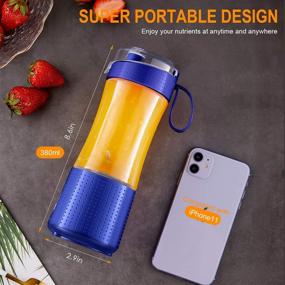 img 1 attached to 🥤 USB Rechargeable Portable Blender Cup with Straws, Vaeqozva Smoothie on the Go, Protein Shakes Fruit Mini Mixer for Home, Sport, Office, Camping - Navy Blue