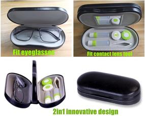 img 3 attached to 🕶️ MUDOR 2-in-1 Contact Lens Case: Travel Kit with Remover Tool and Dual Use Design for Contact Lenses and Glasses (Black)