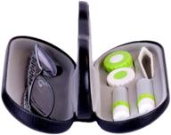 🕶️ mudor контейнер для контактных линз 2 в 1: набор для путешествий с инструментом для снятия линз и двойным использованием для контактных линз и очков (черный) логотип