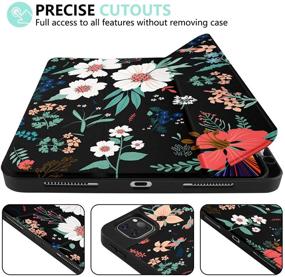 img 3 attached to 🌺 DONGKE iPad Pro 12.9 Case 2021 with Built-in Pencil Holder, Soft TPU Protective Stand Back Cover, Slim Lightweight Trifold Stand Auto Wake/Sleep - Flower Black