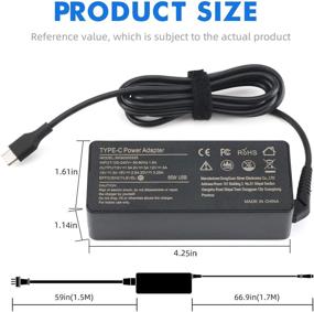 img 2 attached to 💡 65W 45W Type C Power Adapter Chromebook, USB C Charger for Lenovo Chromebook C330 S330 300e 100e 500e 2nd Gen MTK AST N23 Yoga Series Laptop - AC Adapter Power Supply Cord