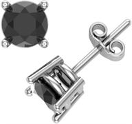 exquisite 14k gold black diamond earrings: perfect women's-girls gift-box with authenticity cards - 4 mm, 2/3 ct t.w. logo