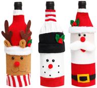 🎄 add festive charm with 3-piece handmade christmas sweater wine bottle covers - perfect party decorations & cute christmas sweater holiday wine bottle sweaters логотип