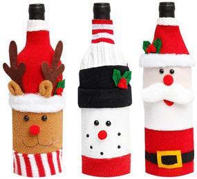 img 4 attached to 🎄 Add Festive Charm with 3-Piece Handmade Christmas Sweater Wine Bottle Covers - Perfect Party Decorations & Cute Christmas Sweater Holiday Wine Bottle Sweaters