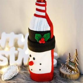 img 1 attached to 🎄 Add Festive Charm with 3-Piece Handmade Christmas Sweater Wine Bottle Covers - Perfect Party Decorations & Cute Christmas Sweater Holiday Wine Bottle Sweaters