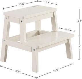 img 2 attached to 🪜 HOUCHICS Kids 2-Step Wood Step Stool: Strong 260lb Load Capacity, Multi-Purpose Wooden Bedside Step Stool for Kitchen, Bathroom, Bedroom (White)