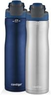 💧 contigo autoseal chill stainless steel water bottles 24 oz ss/monaco & monaco - 2 pack: stay hydrated on-the-go! logo