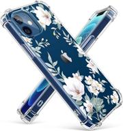 🌸 gviewin soft & flexible tpu shockproof cover for iphone 12 and iphone 12 pro (6.1 inch, 2020) - women girls flower pattern phone case - magnolia/white logo