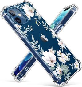 img 4 attached to 🌸 GVIEWIN Soft & Flexible TPU Shockproof Cover for iPhone 12 and iPhone 12 Pro (6.1 Inch, 2020) - Women Girls Flower Pattern Phone Case - Magnolia/White