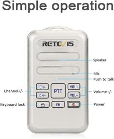 img 3 attached to 📻 Retevis RT20 Silver 3 Pack - Rechargeable Mini Walkie Talkies for Adults and Seniors, VOX, Keyboard Lock, Clear Audio - Wearable 2 Way Radios