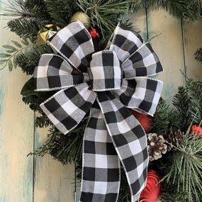 img 2 attached to 🎄 Premium Black White Buffalo Plaid Ribbon - Ideal for Christmas Tree Décor, Wreaths, Crafts & Gifts