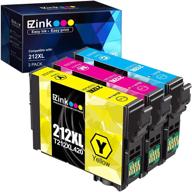 🖨️ e-z ink (tm) remanufactured ink cartridge replacement for epson 212 xl 212xl t212xl - 3 pack: cyan, magenta, yellow - ideal for expression home xp-4100 xp-4105 & workforce wf-2830 wf-2850 printer logo