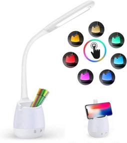 img 4 attached to 📚 Organizer LED Desk Lamp with Pencil Cup, Eye-Friendly Table Lamp, 3 Brightness Levels, 7 Night Light Modes, Touch Control White Light, Adjustable Study Lamp, Flexible Reading Lamp for Home and Office