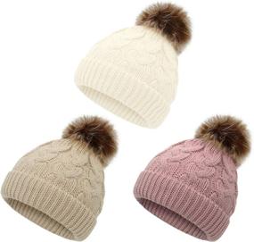 img 4 attached to 🧸 Warm Toddler Winter Hat: American Trends Baby Girl Beanie Knit Infant Cap with Pom Pom - Ideal for Girls and Boys