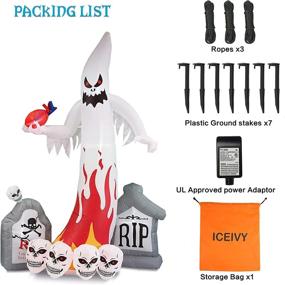 img 1 attached to 👻 9FT Halloween Inflatable Ghost Tombstone Skull Combo | Flashing LED Lights for Indoor Outdoor Garden Courtyard Decoration at Halloween Party