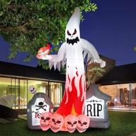 👻 9ft halloween inflatable ghost tombstone skull combo | flashing led lights for indoor outdoor garden courtyard decoration at halloween party логотип