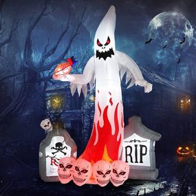 img 3 attached to 👻 9FT Halloween Inflatable Ghost Tombstone Skull Combo | Flashing LED Lights for Indoor Outdoor Garden Courtyard Decoration at Halloween Party