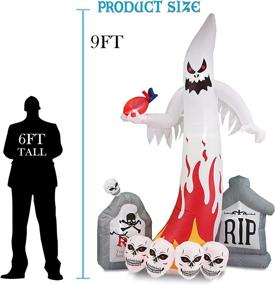 img 2 attached to 👻 9FT Halloween Inflatable Ghost Tombstone Skull Combo | Flashing LED Lights for Indoor Outdoor Garden Courtyard Decoration at Halloween Party