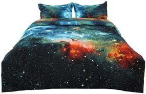 img 4 attached to Uxcell Queen 3 Piece Galaxies Comforter Bedding for Comforters & Sets