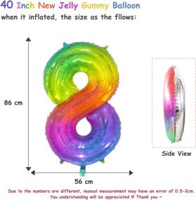 img 3 attached to 🎈 40-Inch Number 8 Balloon: New Jelly Balloon Design for Helium, Foil Mylar Birthday Decorations, Large Number Balloons for 8th Birthday Party, Silver Back with Rainbow Front