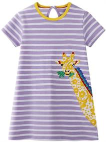 img 4 attached to Cotton Dresses for Girls - Cartoon Dinosaur Print Clothing